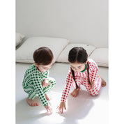 Baby/Toddler/Kid Cotton SnugFit Check Pattern Pajamas/Green - CHATTER CARROT