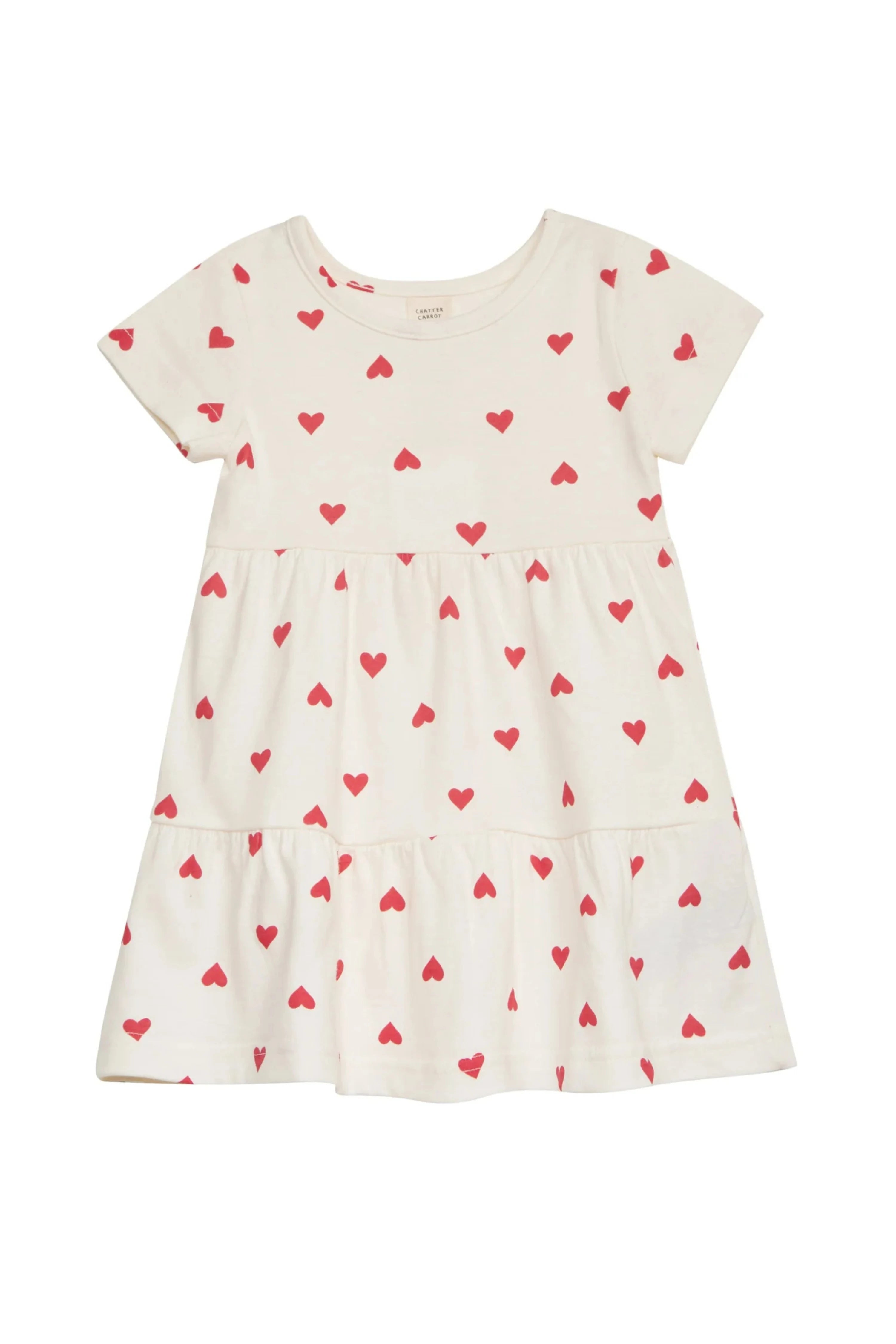Simple Sweet 100% Cotton Dress - Heart - CHATTER CARROT